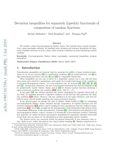 Deviation inequalities for separately Lipschitz functionals of
  composition of random functions