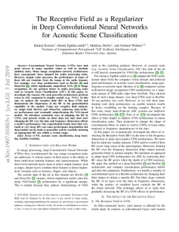 The Receptive Field as a Regularizer in Deep Convolutional Neural
  Networks for Acoustic Scene Classification