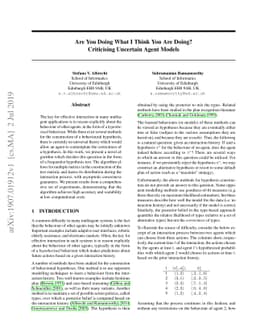 Are You Doing What I Think You Are Doing? Criticising Uncertain Agent
  Models