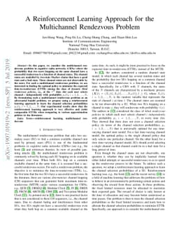A Reinforcement Learning Approach for the Multichannel Rendezvous
  Problem
