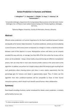 Action Prediction in Humans and Robots