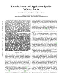 Towards Automated Application-Specific Software Stacks