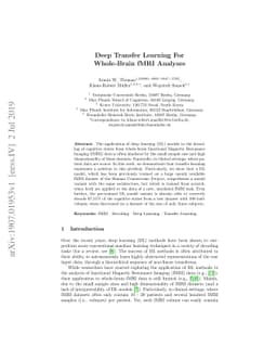 Deep Transfer Learning For Whole-Brain fMRI Analyses