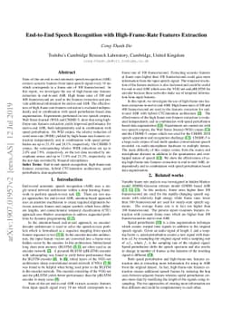 End-to-End Speech Recognition with High-Frame-Rate Features Extraction