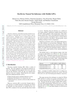 On-Device Neural Net Inference with Mobile GPUs