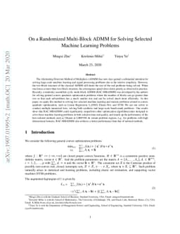 On a Randomized Multi-Block ADMM for Solving Selected Machine Learning
  Problems