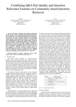 Combining Q&A Pair Quality and Question Relevance Features on
  Community-based Question Retrieval