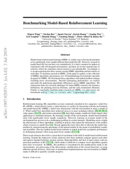 Benchmarking Model-Based Reinforcement Learning