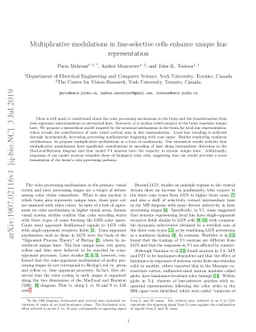 Multiplicative modulations in hue-selective cells enhance unique hue
  representation