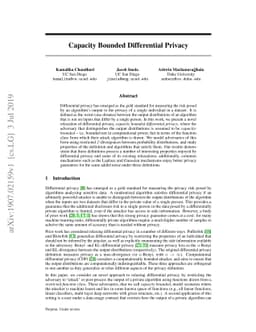 Capacity Bounded Differential Privacy