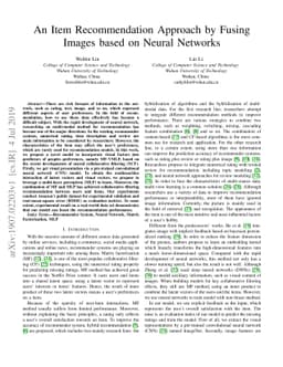 An Item Recommendation Approach by Fusing Images based on Neural
  Networks
