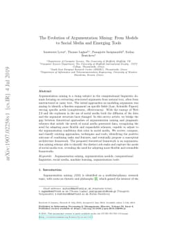 The evolution of argumentation mining: From models to social media and
  emerging tools