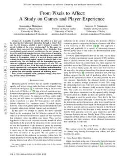 From Pixels to Affect: A Study on Games and Player Experience