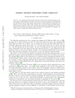 Markov Decision Processes under Ambiguity