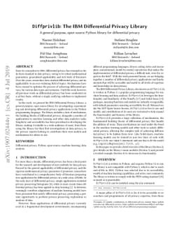 Diffprivlib: The IBM Differential Privacy Library
