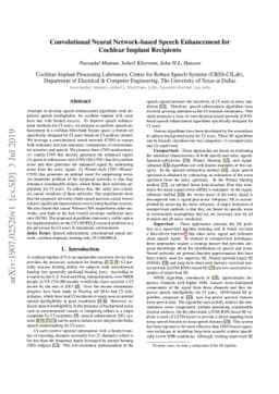 Convolutional Neural Network-based Speech Enhancement for Cochlear
  Implant Recipients