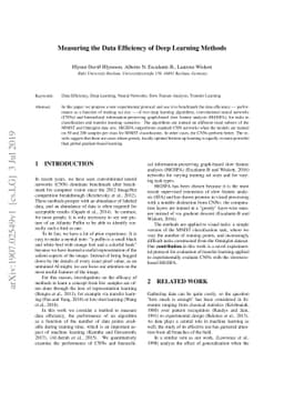 Measuring the Data Efficiency of Deep Learning Methods