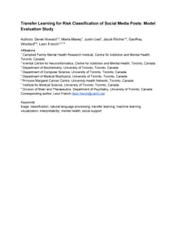 Transfer Learning for Risk Classification of Social Media Posts: Model
  Evaluation Study