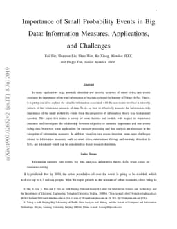 Importance of Small Probability Events in Big Data: Information
  Measures, Applications, and Challenges