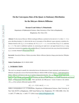 On the Convergence Rate of the Quasi- to Stationary Distribution for the
  Shiryaev-Roberts Diffusion