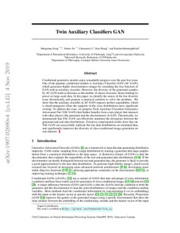 Twin Auxiliary Classifiers GAN