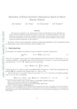 Algorithms of Robust Stochastic Optimization Based on Mirror Descent
  Method