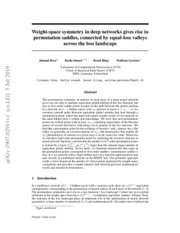 Weight-space symmetry in deep networks gives rise to permutation
  saddles, connected by equal-loss valleys across the loss landscape