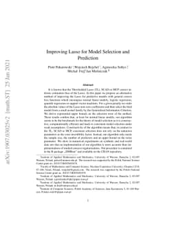 Improving Lasso for model selection and prediction