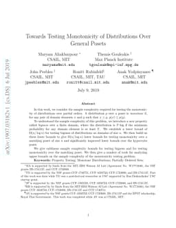 Towards Testing Monotonicity of Distributions Over General Posets