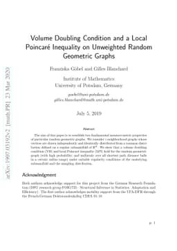 Volume Doubling Condition and a Local Poincaré Inequality on
  Unweighted Random Geometric Graphs