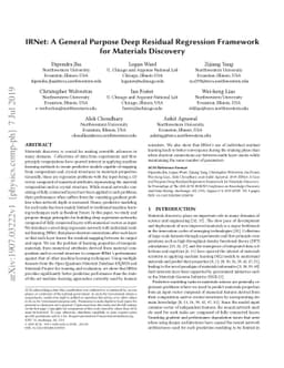 IRNet: A General Purpose Deep Residual Regression Framework for
  Materials Discovery