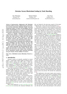 Ostraka: Secure Blockchain Scaling by Node Sharding