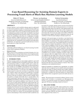 Case-Based Reasoning for Assisting Domain Experts in Processing Fraud
  Alerts of Black-Box Machine Learning Models