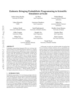 Etalumis: Bringing Probabilistic Programming to Scientific Simulators at
  Scale