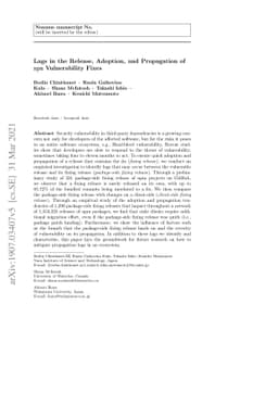 Lags in the Release, Adoption, and Propagation of npm Vulnerability
  Fixes
