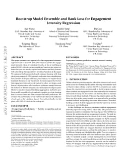 Bootstrap Model Ensemble and Rank Loss for Engagement Intensity
  Regression