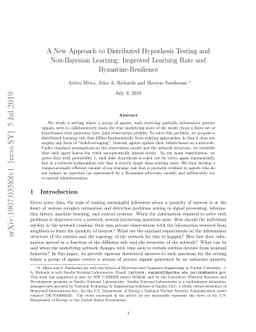 A New Approach to Distributed Hypothesis Testing and Non-Bayesian
  Learning: Improved Learning Rate and Byzantine-Resilience