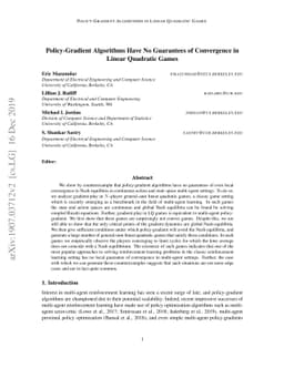 Policy-Gradient Algorithms Have No Guarantees of Convergence in Linear
  Quadratic Games