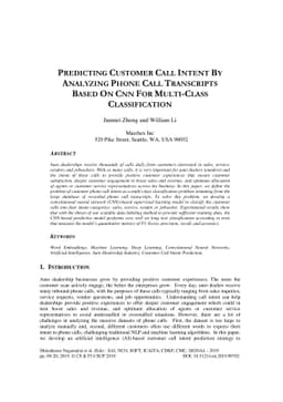 Predicting Customer Call Intent by Analyzing Phone Call Transcripts
  based on CNN for Multi-Class Classification