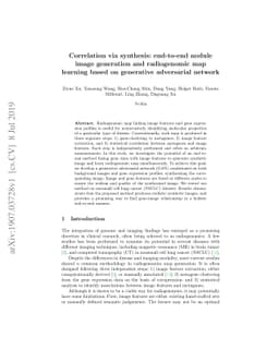 Correlation via synthesis: end-to-end nodule image generation and
  radiogenomic map learning based on generative adversarial network