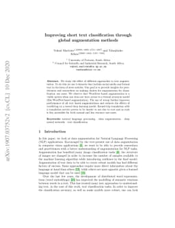 Improving short text classification through global augmentation methods