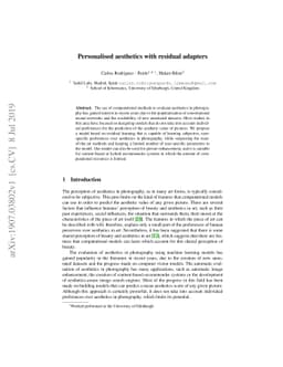 Personalised aesthetics with residual adapters