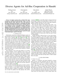 Diverse Agents for Ad-Hoc Cooperation in Hanabi