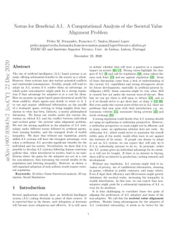 Norms for Beneficial A.I.: A Computational Analysis of the Societal
  Value Alignment Problem