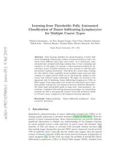 Learning from Thresholds: Fully Automated Classification of Tumor
  Infiltrating Lymphocytes for Multiple Cancer Types