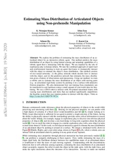 Estimating Mass Distribution of Articulated Objects using Non-prehensile
  Manipulation
