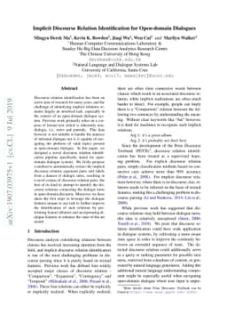 Implicit Discourse Relation Identification for Open-domain Dialogues