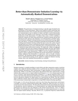 Better-than-Demonstrator Imitation Learning via Automatically-Ranked
  Demonstrations