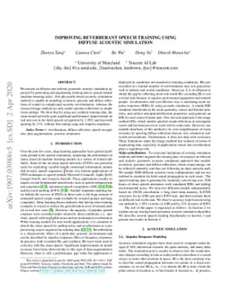 Improving Reverberant Speech Training Using Diffuse Acoustic Simulation