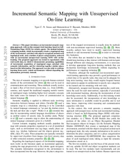 Incremental Semantic Mapping with Unsupervised On-line Learning